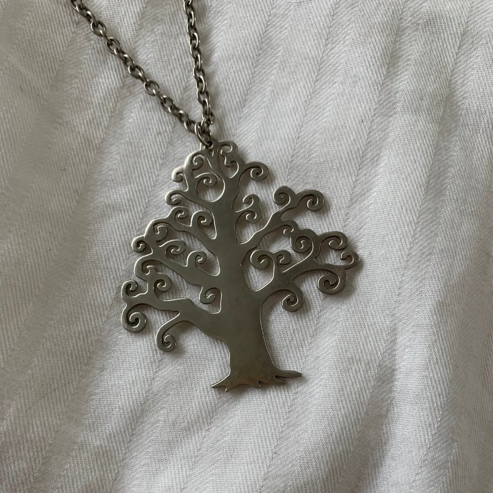 Silver Plated Tree Pendant Necklace